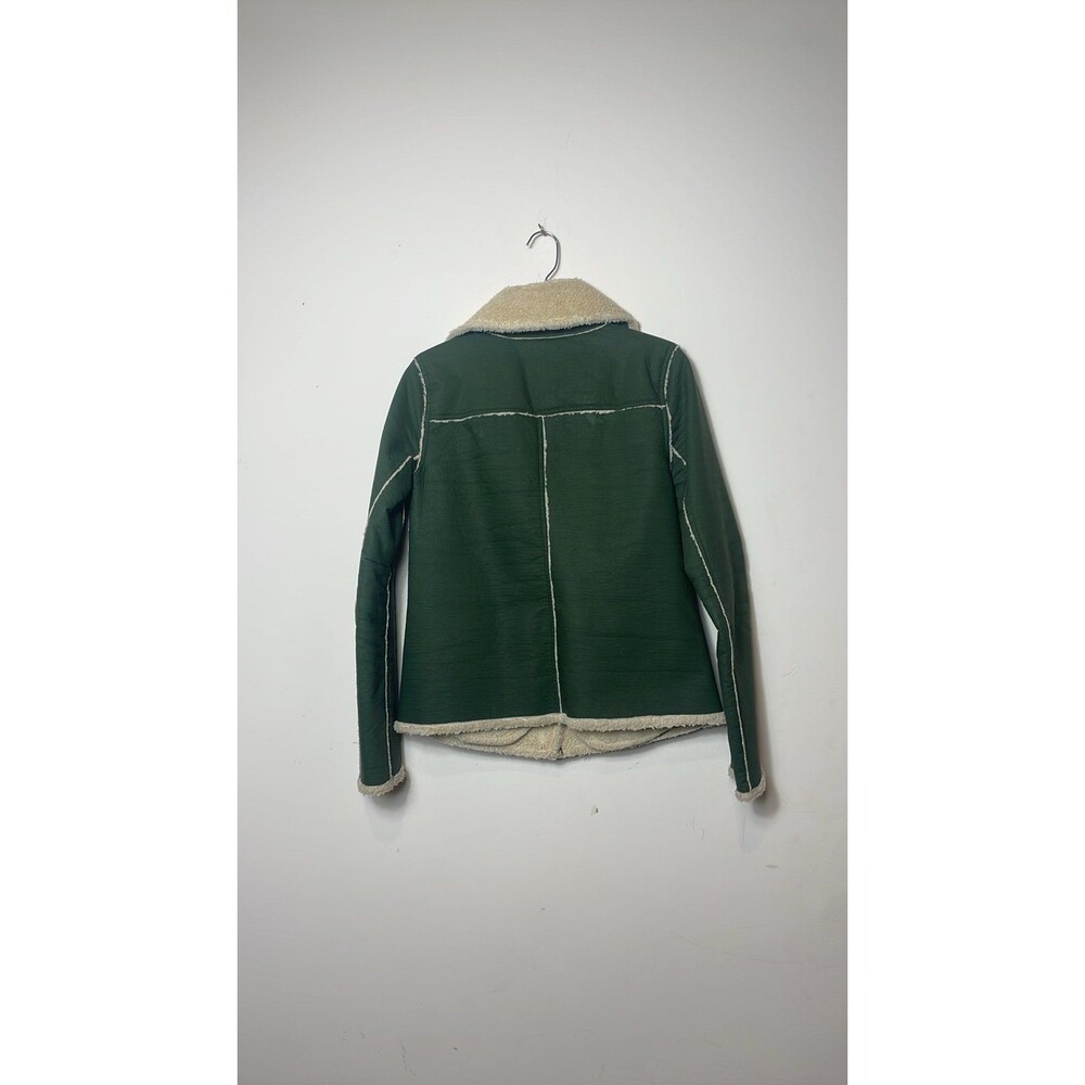 REBECCA MINKOFF Quinn Green Faux Shearling Moto Bomber Jacket NWOT - Picture 6 of 7